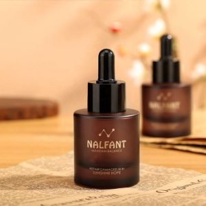 Amber Frosted Essential Oil Glass Dropper Bottle