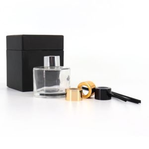 Luxury Empty Glass Reed Diffuser Bottle with Gold Gap