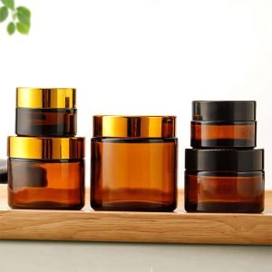 amber cosmetic jars
