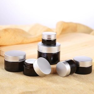 black-cream-jar-with-silver-lids luxury black cream jar with silver lid