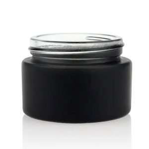 black-matte-glass-cream-container black matte glass cream jar