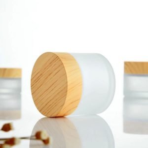 empty cream jar with bamboo lid