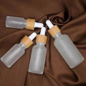 cylinder glass dropper bottle with bamboo lid
