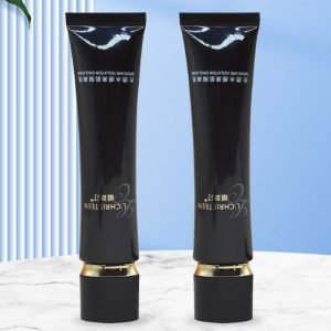black eye cream tube with oval cap