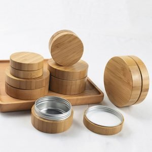 Empty Bamboo Cosmetic Jars with Aluminum Liners