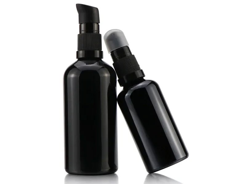 ultraviolet bottles with cosmetic pump dispenser
