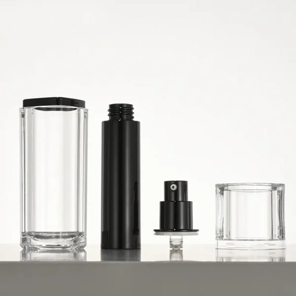 black airless pump travel bottle