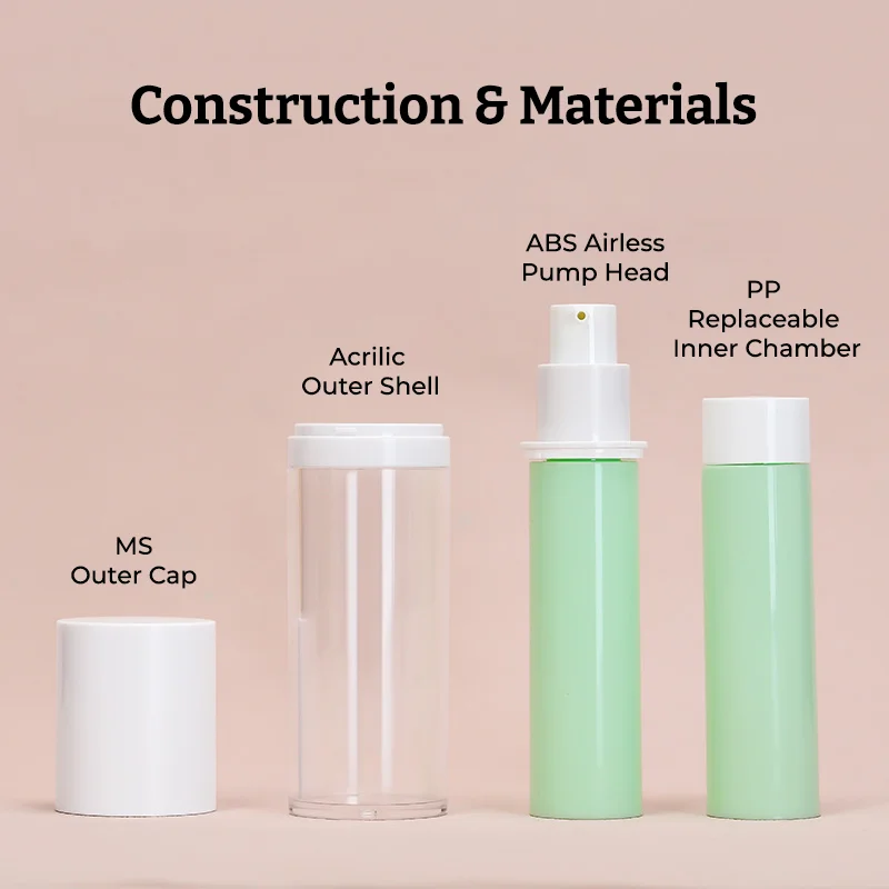 reusable airless pump bottle cosmetic packaging